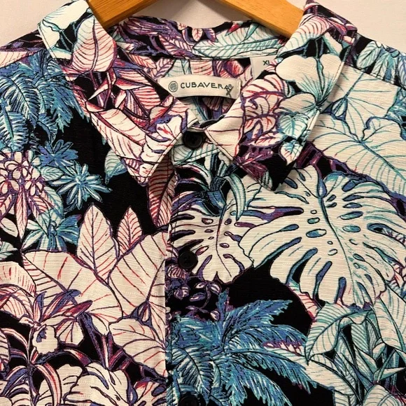 Cubavera Mens Cabana Shirt Hawaiian Colorful Viscose Short Sleeve XL Tropical - Picture 3 of 3